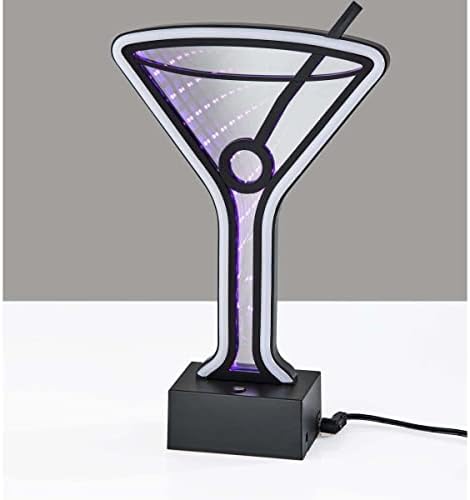 Simplee ADESSO SL3718-01 Infinito neon martini mesa de vidro/lâmpada de parede, preto