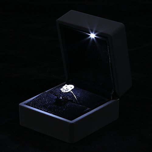 Caixa de presente de jóias iluminadas LED para noivado de noivado de casamento de dia dos namorados anel/pingente/pulseira/colar