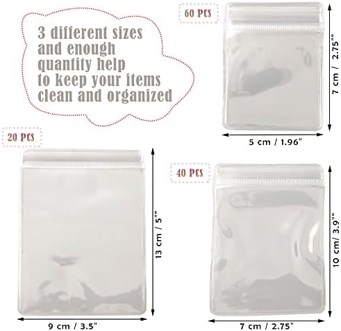 120 PCS Bolsa de jóias Sacos plásticos self -selagem PVC Sacos de zíper transparentes Sacos de trava transparentes para embalar brincos de joias, 3,5 x 5 , 2,75 x 3,9, 1,96 x 2,75