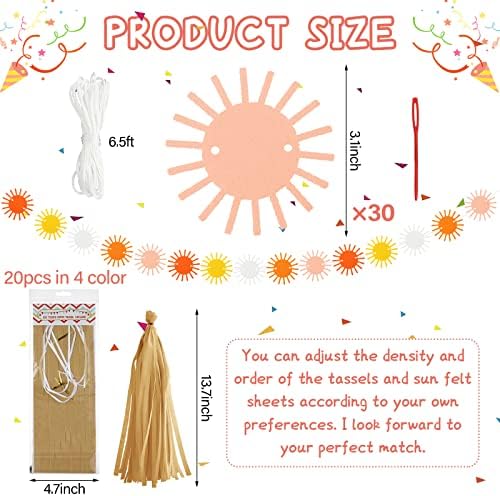 20 PCs Boho Sun Garland sentiu a primeira viagem pela bandeira de Sun String Banner Boho Party Supplies Decoração de festas externas