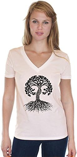 Roupas de ioga para vocês, senhoras, camiseta de decote em V - árvore celta