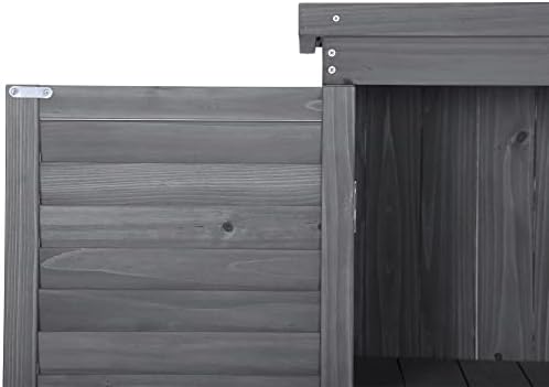 Jaxenor Wooden Outdoor Storage Armet, galpão de armazenamento de jardim, galpão vertical externo com armários, teto à prova