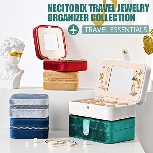 Velvet Travel Jewelry Organizer, caixa de jóias de pequenas viagens, mini case de viagem de jóias, Necitorix Brinding