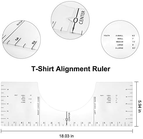 Ferramentas de régua de alinhamento de camisetas SSDZKJ, guia de réguas, projeta o gráfico de tamanho de vinil para jovens adultos
