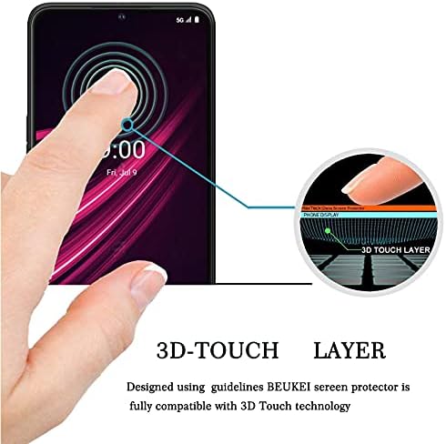Protetor de tela Beukei Compatível com vidro temperado para T-Mobile Revvl V+ 5g, sensível ao toque, amigável para casos, 9H Draidade