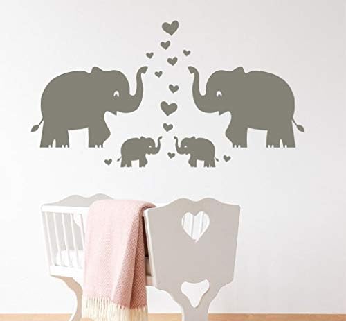 Família de elefante fofa com decalques de parede de corações decoração de bebê decoração infantil adesivos de parede de quarto