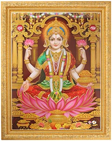 Foto de obra de arte de zari dourada maa lakshmi em quadro dourado grande decoração de parede religiosa