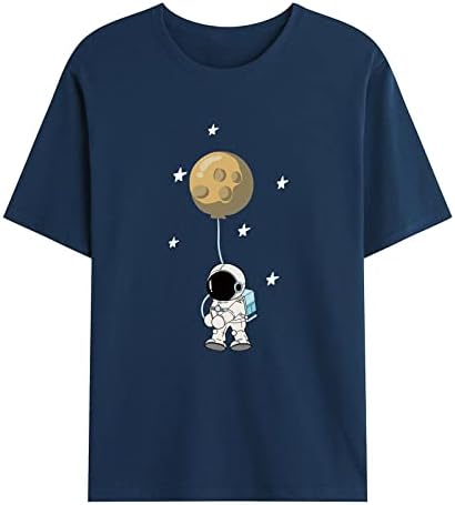 Camisa de moda de moda 2023 masculino astronauta segurando o planeta balões do sistema solar camiseta espacial engraçado