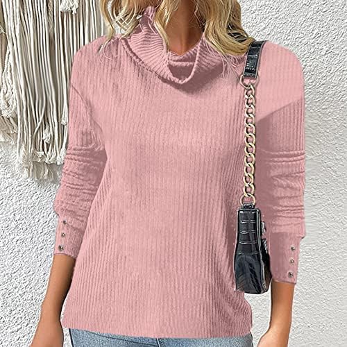 Camisolas femininas 2023 pescoço redondo solto de manga comprida costura listrada de punhos suéter de gola alta superior