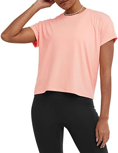 Camiseta campeão, toque suave, wicking de umidade, anti-odor, camiseta leve para mulheres