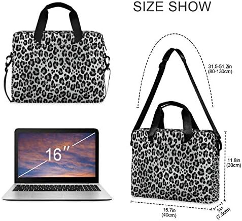 Alaza Snow Leopard Print Grey Laptop Case Bolsa de capa portátil Crossbody Messenger Brahtase com alça de cinta,