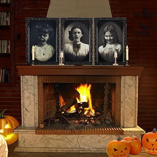 Decorações assustadoras de Halloween Scary, troca de face interno em movimento movimentado retrato de retrato de horror decoração