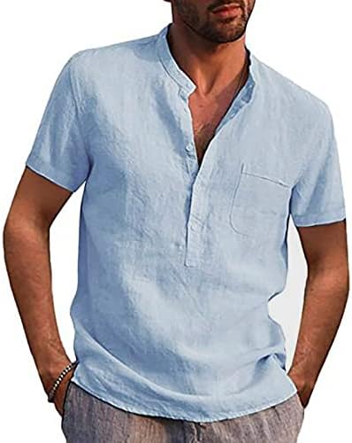 Camisas de linho para homens Designer Summer Summer Men's Casual Cotton Linen Color Sólida Camisas de manga comprida Camisas