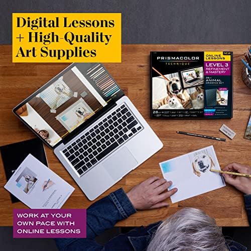 Técnica Prismacolor, materiais de arte e aulas de arte digital, desenhos de animais, nível 3, como desenhar animais com lápis