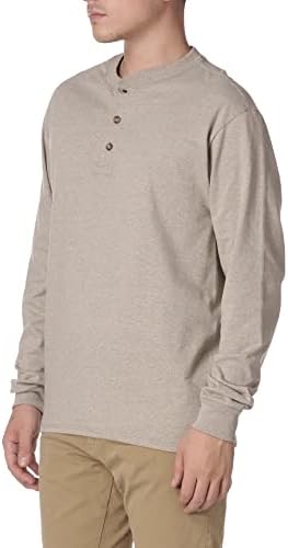Camisetas masculinas de Hanes, camisas carnudas masculinas Henley, camisas de manga comprida de algodão masculinas
