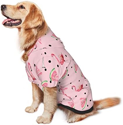 Capuz de cachorro grande, suéter de roupa de estimação do verão-flamingo-água com chapéu de gato macio casaco xx-largo