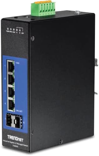 Trendnet, interruptor Din-Rail gerenciado por Gigabit L2 de 6 portas, portas de gigabit de 4 x, slots de 2 x SFP, montagem Din-Rail, IP30, VLAN, QoS, LACP, STP/RSTP, Gerenciamento de largura de banda, proteção ao longo da vida, Ti-G642i