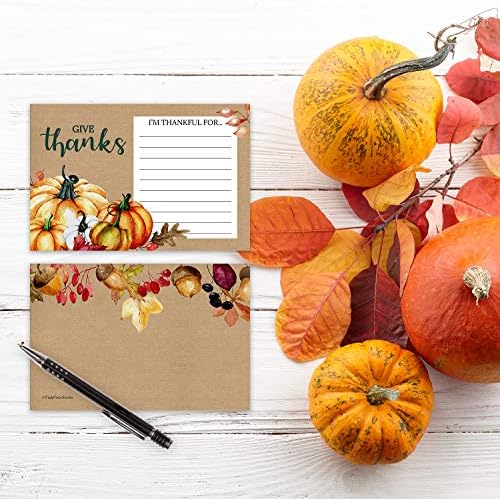 40 Ação de Graças, sou grato por preencher cartões de gratidão - configuração ou atividade para famílias adultos e crianças - outono folhas de outono abóboras suprimentos de decoração