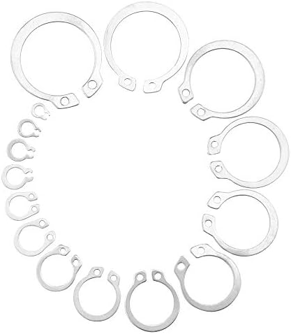 Xingyheng 265pcs 15 tamanho aço inoxidável aço c-circlip snap anel m4 a m28 gb894 kit de sortimento de arruela de anel de retenção de retenção externa