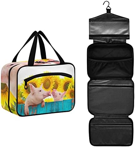 Vnurnrn Girlower Pigs Bag de viagem de higiene pessoal para homens pendurados Bolsa de maquiagem Bolsa de cosméticos portátil Organizador de viagem para cosméticos Viagem de banheiro