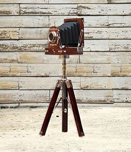 Estilo esplêndido estilo criativo Filme de madeira real vintage Slide Old Retro Camera Natural Brown & Black Home