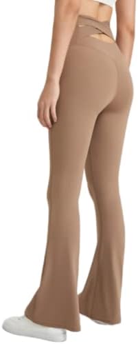 Calças de ioga de cintura alta feminina de Siaoma esticam calças de baixo para baixo da perna larga