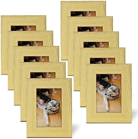 Artbyhannah 6 pacote de 5x7 polegadas de moldura de ouro conjunto com formatos de vidro de alta definição, horizontal e vertical