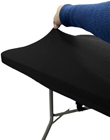 Haorui 6pcs spandex 6ft Tocho de mesa elástico Tabela preta Tabela de mesa lavável Tabela de mesa Retângulo de mesa com elástico