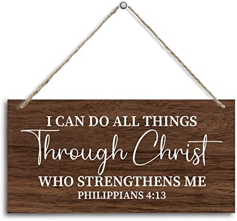 Eu posso fazer todas as coisas através de Christ Wooden Decor Sign, Filipenses 4:13 Sinais de decoração, pendurar