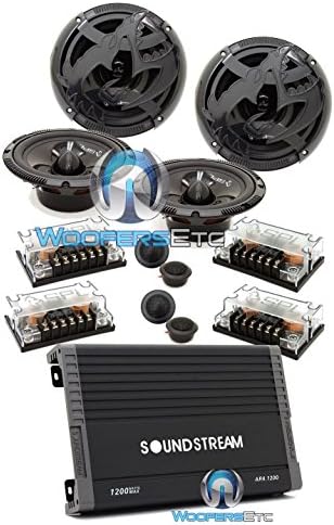 PKG SoundStream AR4.1200D 4 canais 1200W Classe D amplificador + 2 Desenta SPL AS-60C 6.5 200W RMS Gorilla Series Speakers System
