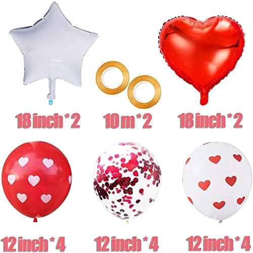 Dia dos namorados Love Heart Balloons Decorações Kit de coração Balões de látex de confete coloridos para suprimentos