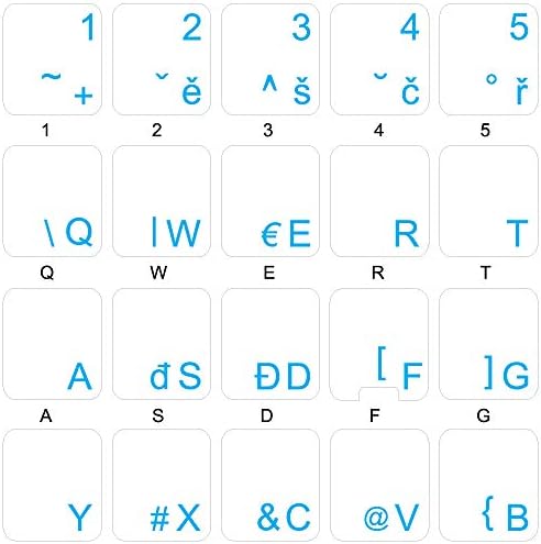 Tchech em adesivos de teclado de fundo transparentes com letras azuis