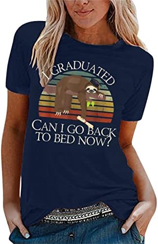 Camisas havaianas beuu para mulheres temporada de graduação no pescoço redondo de manga curta tamis t camisetas blusas