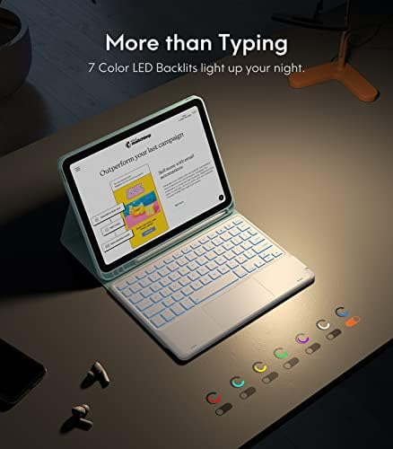 Caixa de 10ª geração do iPad do touchpad de chesona com teclado, luz de fundo de 7 cores, trackpad com vários toques,