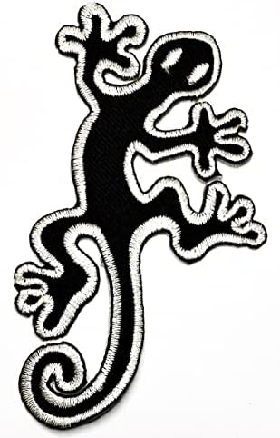 Kleenplus 3pcs. Lizard gekko ferro em remendos pretos desenho animado de lagarto preto
