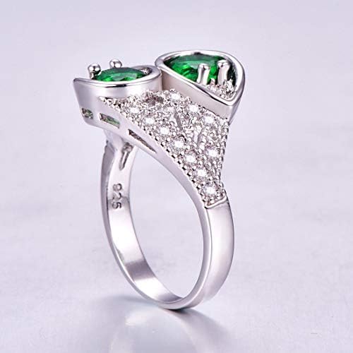 Banda delicada Emerald & Rainbow White Topaz Gemstone Silver Ring tamanho 6 7 8 9 9