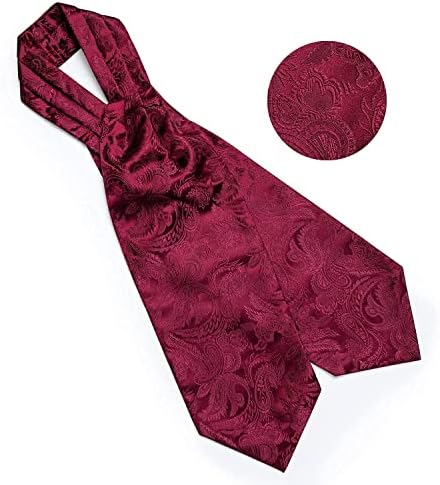 DiBangu Paisley Cravat para homens, 4 PCs tecidos ASCOT Pocket Pocket Square Cufflinks com conjunto de anel de gravata
