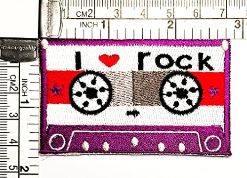 Kleenplus 3pcs. Fita cassete patches adesivo fita cassete eu amo música de rock bordado de bordado em tecido apliques de costura de costura de costura reparo decorativo símbolo de símbolo de fantasia