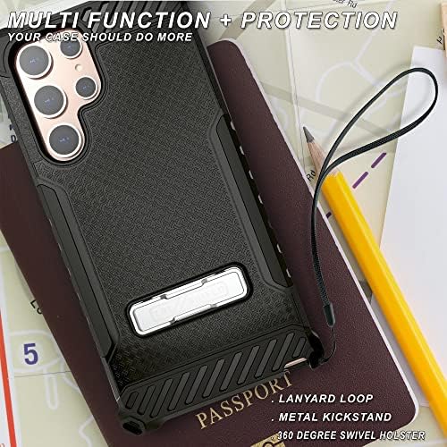 Beyond Cell Tri-Shield Kickstand Phone Case com coldre de cinto compatível com Samsung Galaxy S22 Ultra Grade Military Drop