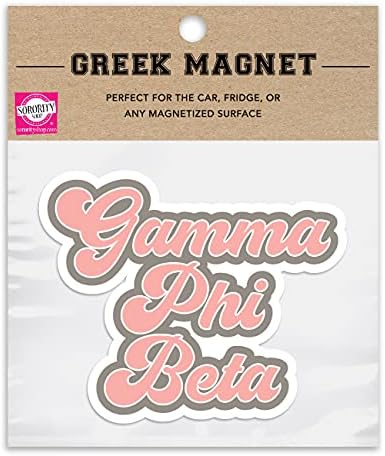 Gamma Phi Beta Retro Sororidade Magnet de ímã de 2 Removíveis Sem resíduos Todos os ímãs meteorológicos para meninas e motoristas de estudantes