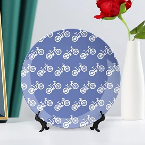 Bike Bycycle Pattern Placa decorativa Placa de cerâmica redonda Placa de China com exibição Stand para decoração de casamento