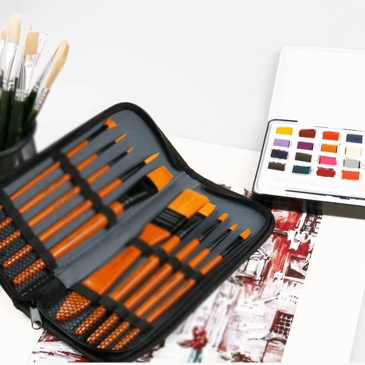 SXDS 10pcs pintura a óleo de aquarela pincel de nylon multifuncional com material de mochila de pano conjunto de pincel (cor: e, tamanho