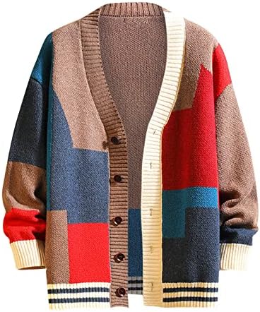 Jaqueta aquática de Ymosrh Mens contraste com suéter colorido Cardigan Splicing Sweater Sweater Great Jackets Jackets para homens