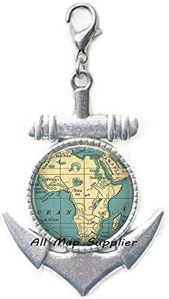 AllMapsupplier Anchor Zipper Pulp, fecho de lagosta do mapa da África, mapa da África Anchor Zipper Pull, jóias do mapa