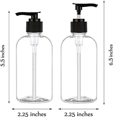 Garrafas de bomba de loção vazias brilhantes 8 oz, recipientes de plástico recarregáveis, Pete1 sem BPA, claro, ótimo