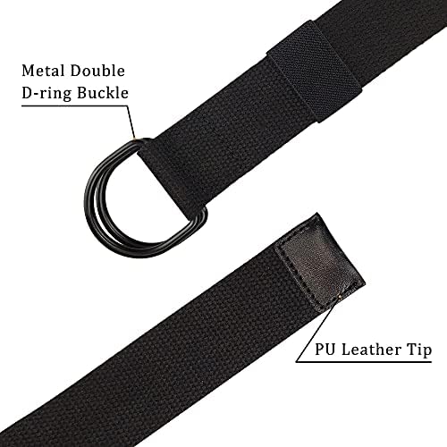 Cinturão de lona de Macoking, cinto da web para homens/mulheres com fivela de anel duplo de metal D 1 1/2 de largura