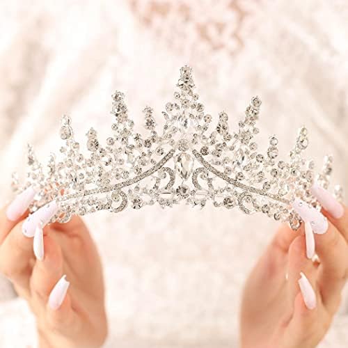 Yean Silver Wedding Crown Queen Crown Tiara Rhinestone Princesa Tiaras Fantas da cabeça para mulheres e meninas