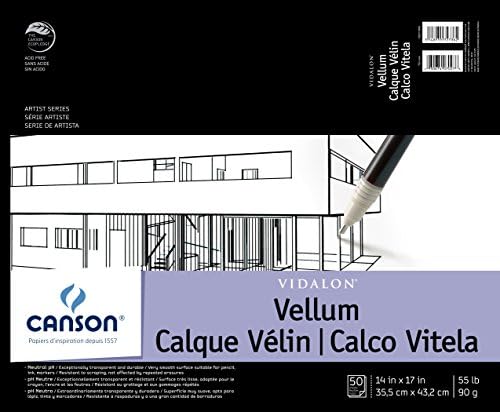 Canson Artist Series Vidalon Vellum Paper, dobragem, 14x17 polegadas, 50 folhas - papel de artista para adultos e