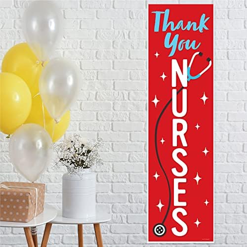 Big Dot of Happiness Thank You Nurses - Enfermeira Week Week Decoração da porta da frente - Banner vertical