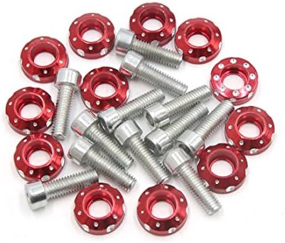 12 pcs 6mm rosca diâmetro de design pontilhado para parafusos de placa de motocicleta parafusos vermelhos